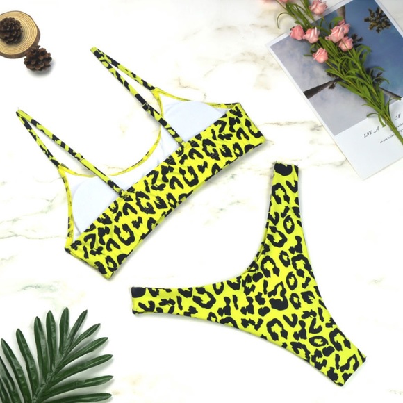 Fluorescent Green Leopard Print Cheeky Bikini - Picture 3 of 4